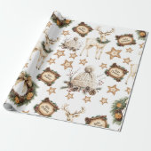 Vintage gemütlicher Weihnachtshirsch Geschenkpapier (Ungerollt)