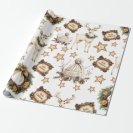 Vintage gemütlicher Weihnachtshirsch Geschenkpapier