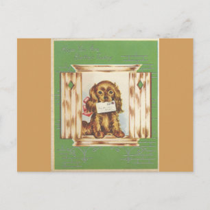 Vintage Genesungskarte Hund mit Brief Postkarte