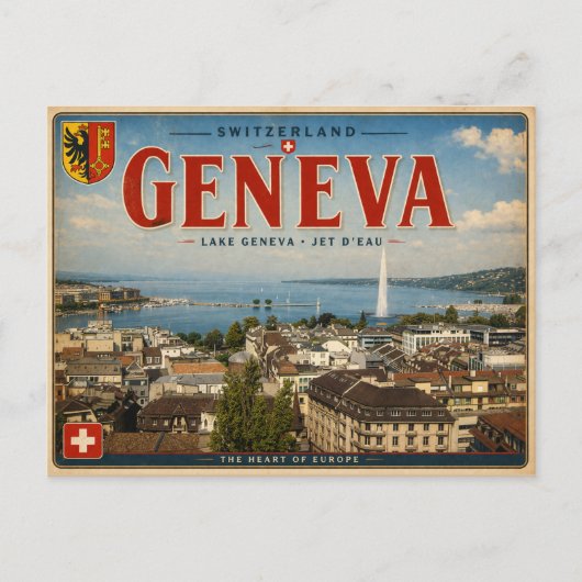Vintage Genf - Schweiz - Genfersee Postkarte (Vorderseite)