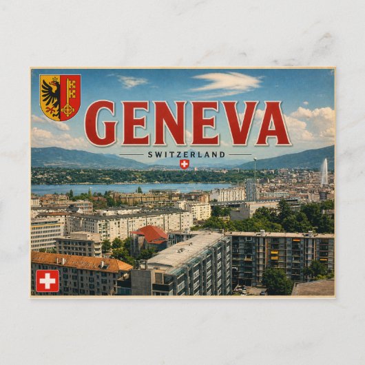 Vintage Genf - Schweiz Postkarte (Vorderseite)