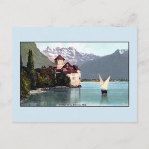 Vintage Genfersee Schloss Chillon Postkarte