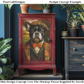  Vintage Gentleman Frenchie Dog Art EW6L Decoupage Seidenpapier