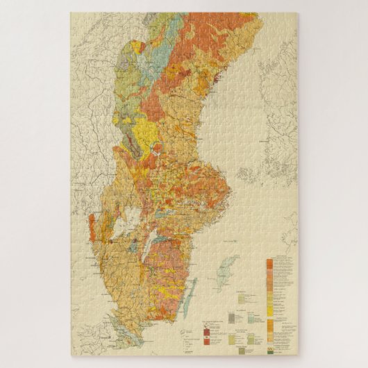 Vintage geografische Karte Schwedens (1910) Puzzle (Vertikal)