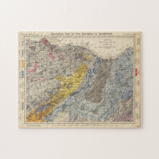 Vintage Geological Map of Edinburgh Scotland 1883 Puzzle (Horizontal)
