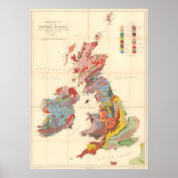 Vintage geologische Karte der Britischen Inseln (1