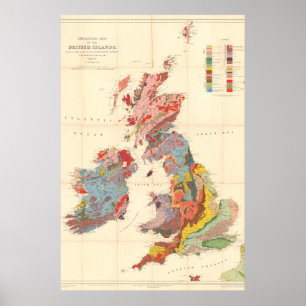Vintage geologische Karte der Britischen Inseln (1 Poster