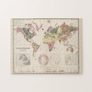 Vintage geologische Karte der Welt (1856) Puzzle
