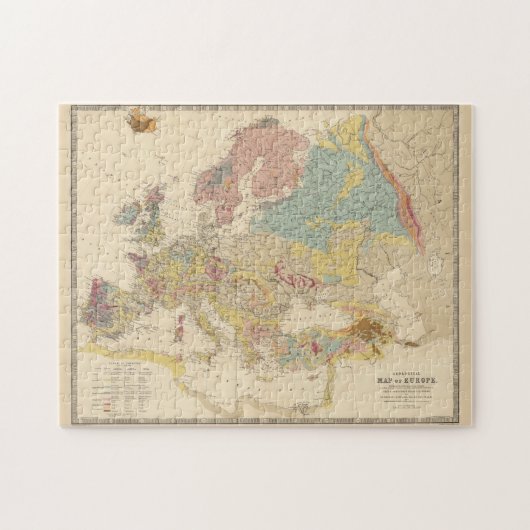 Vintage geologische Karte Europas (1856) Puzzle (Horizontal)