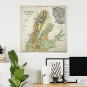 Vintage geologische Karte Libanons (1842) Poster (Heimbüro)
