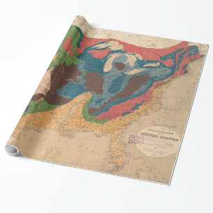 Vintage geologische Karte Vereinigter Staaten Geschenkpapier