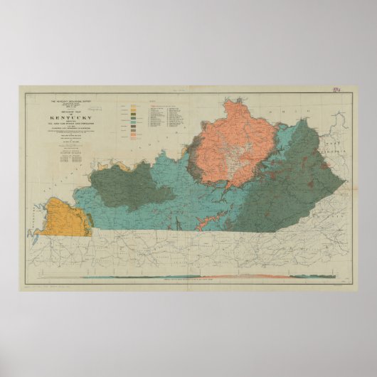 Vintage geologische Karte von Kentucky (1920) Poster (Vorne)