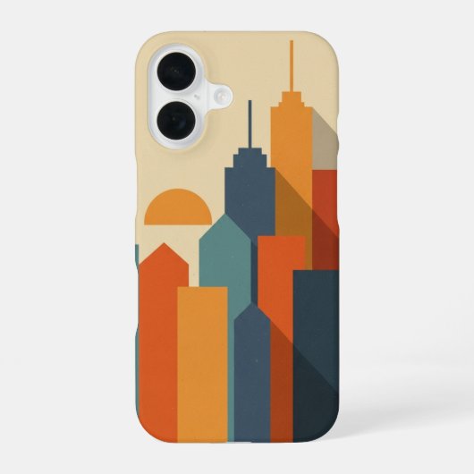 Vintage Geometric City iPhone 16 Hülle (Rückseite)