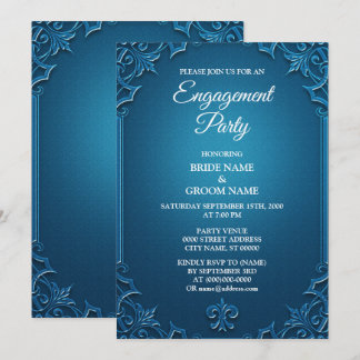 Vintage Geometric Teal Turquoise Engagement party Einladung