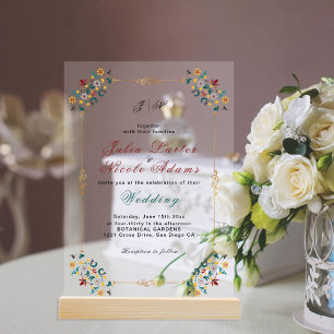 Vintage Geometrie — Klassische Motif Hochzeit Acryleinladungen