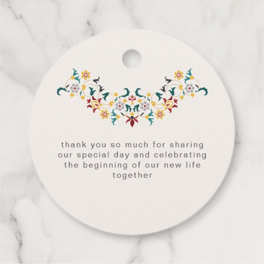 Vintage Geometrie — Klassische Motif Hochzeit Geschenkanhänger (Rückseite)