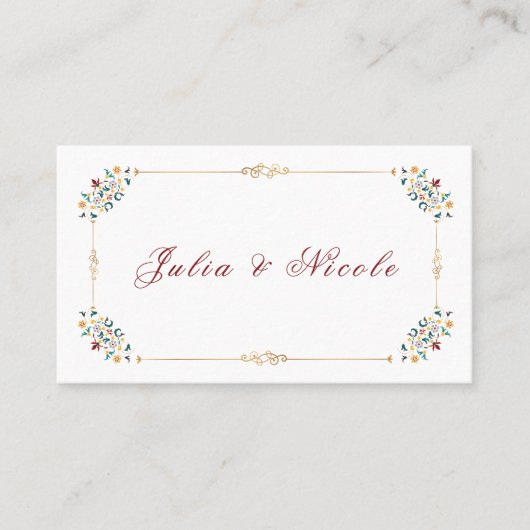 Vintage Geometrie — Klassische Motif Hochzeit Platzkarte (Vorderseite)