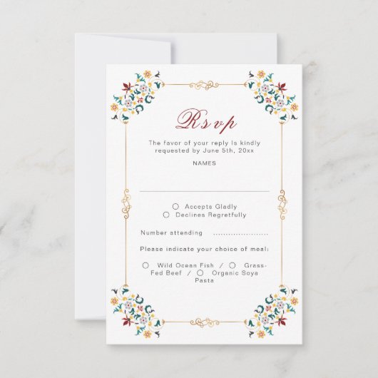Vintage Geometrie — Klassische Motif Hochzeit RSVP Karte (Vorderseite)