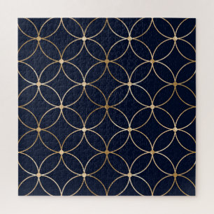 Vintage Geometrisch: Gold Blau Abstrakt Puzzle