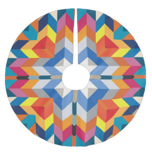 Vintage Geometrisch: Skandinavische Farbblöcke Polyester Weihnachtsbaumdecke