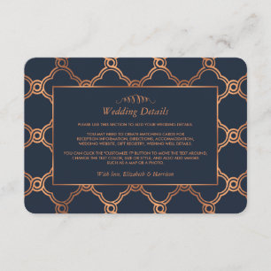 Vintage geometrische Art Deco Gatsby Hochzeitdetai Begleitkarte