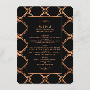 Vintage geometrische Art Deco Gatsby Hochzeitsmenü Menükarte