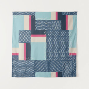 Vintage geometrische Formen und Pinselstriche Wandteppich