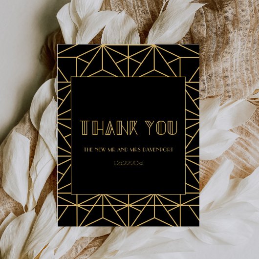 Vintage geometrische Hochzeit des Deko der 1920er  Dankeskarte