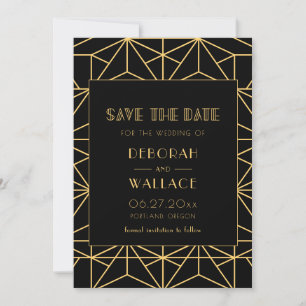 Vintage geometrische Hochzeit des Deko der 1920er  Save The Date