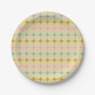Vintage Geometrische Pastellsterne Mod Brautparty Pappteller