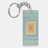 Vintage geometrische Quadrate (hellblau und gelb) Schlüsselanhänger (Vorderseite links)