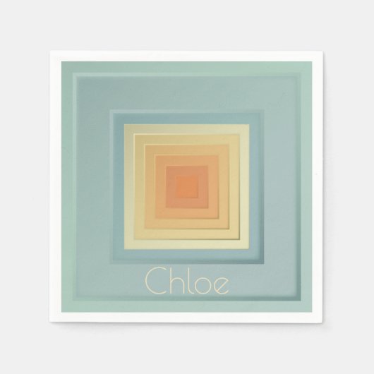 Vintage geometrische Quadrate (hellblau und gelb) Serviette (Vorderseite)