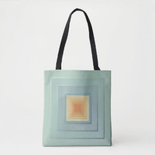 Vintage geometrische Quadrate (hellblau und gelb) Tasche