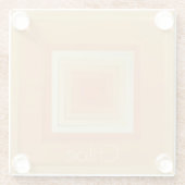 Vintage geometrische Quadrate (Weichgelb & orange) Glasuntersetzer (Rückseite)