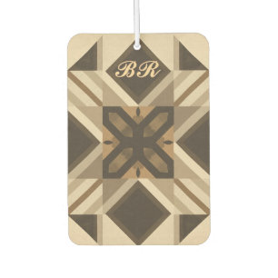 vintage geometrische Steppblock-Kunst mit Monogram Autolufterfrischer