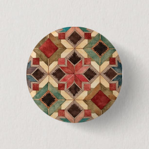 vintage geometrische Steppblock-Kunstmuster Button