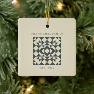 Vintage-geometrische Steppdecke personalisierter F Keramikornament