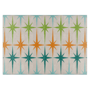 Vintage geometrische Sternenexplosionen Glas-Schne Schneidebrett
