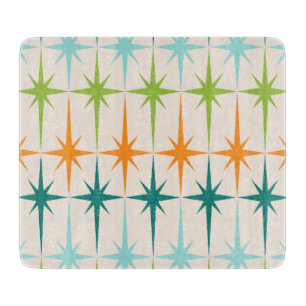 Vintage geometrische Sternenexplosionen Glas-Schne Schneidebrett