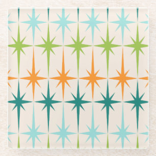 Vintage geometrische Sternenexplosionen Glasunters Glasuntersetzer