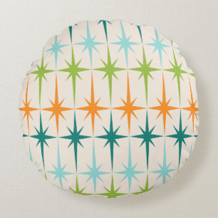Vintage geometrische Sternenexplosionen Rundkissen Rundes Kissen
