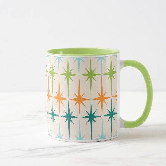 Vintage geometrische Sternexplosion-Wecker-Tasse Tasse (Rechts)