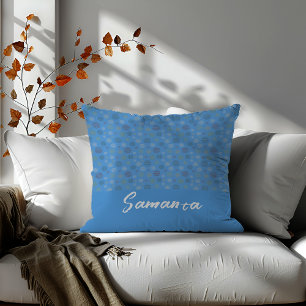 Vintage geometrischer Kreis Linien blauer Name Kissen