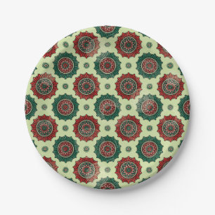 Vintage geometrischer Kreis Punkte Boho Mandala Pappteller