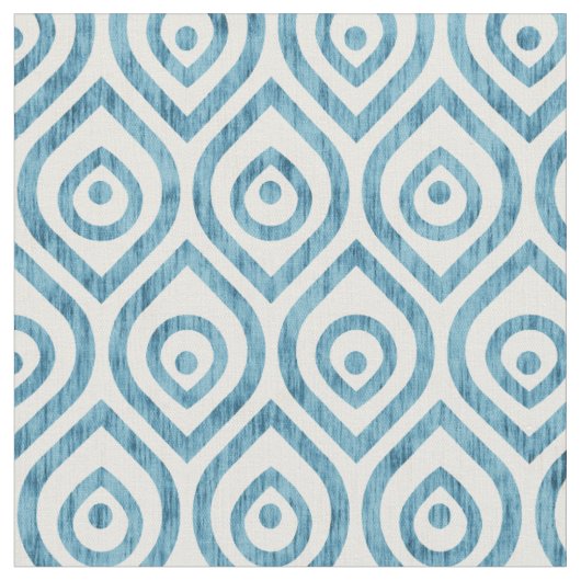 Vintage geometrisches blaues Ogee-Muster. Stoff (Nahaufnahme)