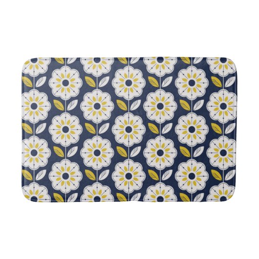 Vintage geometrisches Blumenmuster Badematte (Vorderseite)