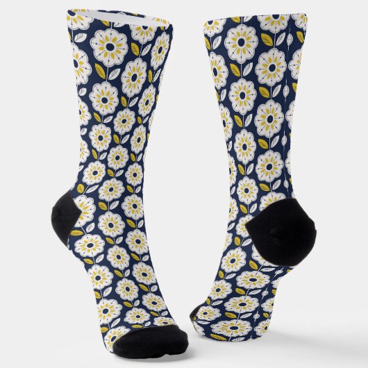 Vintage geometrisches Blumenmuster Socken (Gewinkelt)