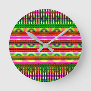 Vintage geometrisches Pastell-Motiv  Runde Wanduhr