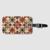 vintage geometrisches Quiltblock-Kunstmuster Gepäckanhänger (Vorderseite (Horizontal))