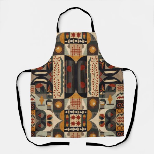 vintage geometrisches Quiltblock-Kunstmuster Schürze (Vorderseite)